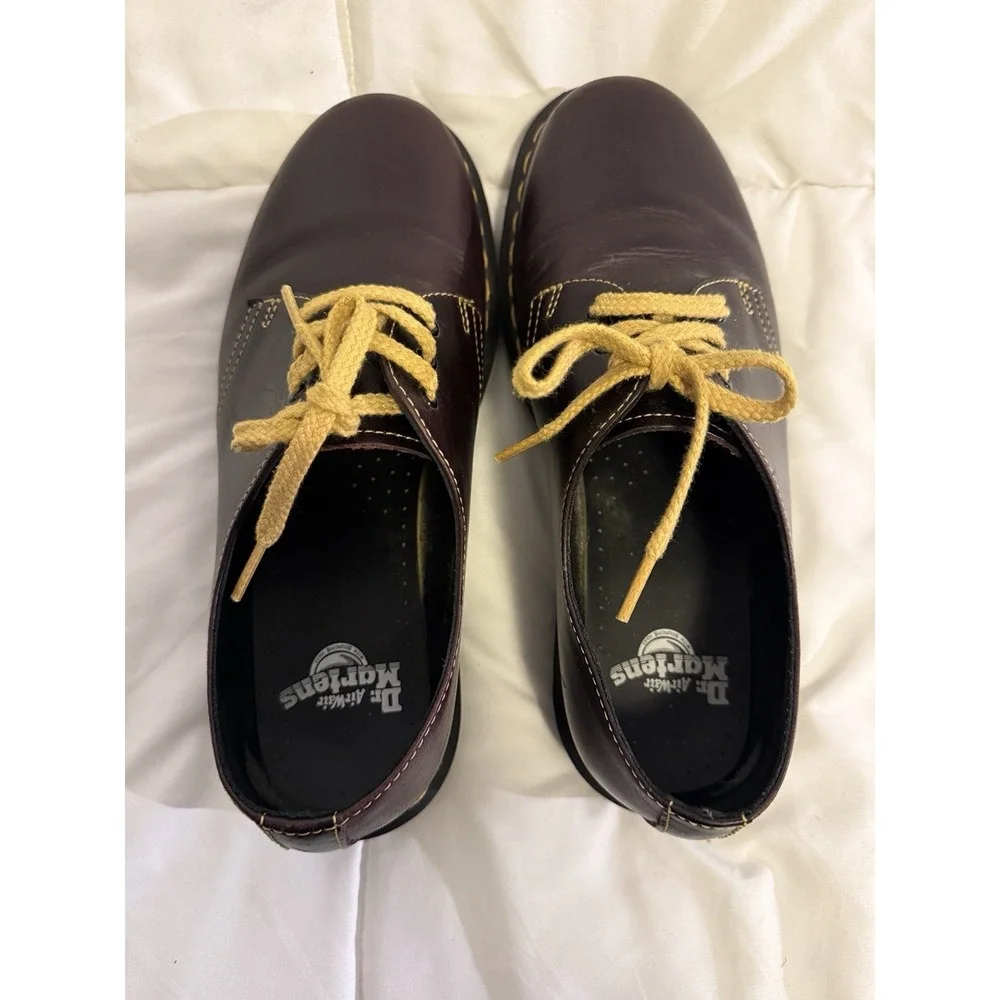 Dr. Doc Martens 1461‎ Oxford Shoes Men's Sz 8 W Sz 9 Brown Leather Yellow Laces